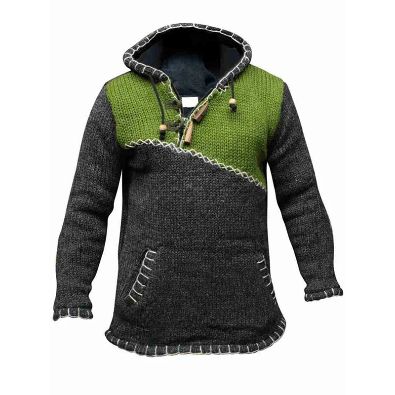 

Fashion High street tide cool sweater men Hip hop Splicing Hooded pullover Men Sweatercoat Streetwear men's sweater knitting