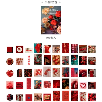 100 листов ретро розы цветы пейзаж Васи наклейка, сделай сам, Скрапбукинг альбом Bullet Journal sticker Pack канцелярские товары - Цвет: xiao tou mei gui
