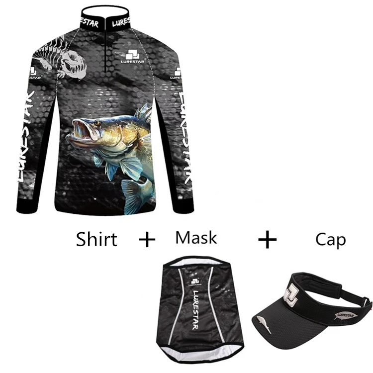 2 With Cap Mask Летняя мужская одежда для рыбалки, ледяная шелковая Солнцезащитная дышащая быстросохнущая длинная рубашка с коротким рукавом для рыбалки, Морская рыбалка на открытом воздухе, одежда - Цвет: 2 With Cap Mask