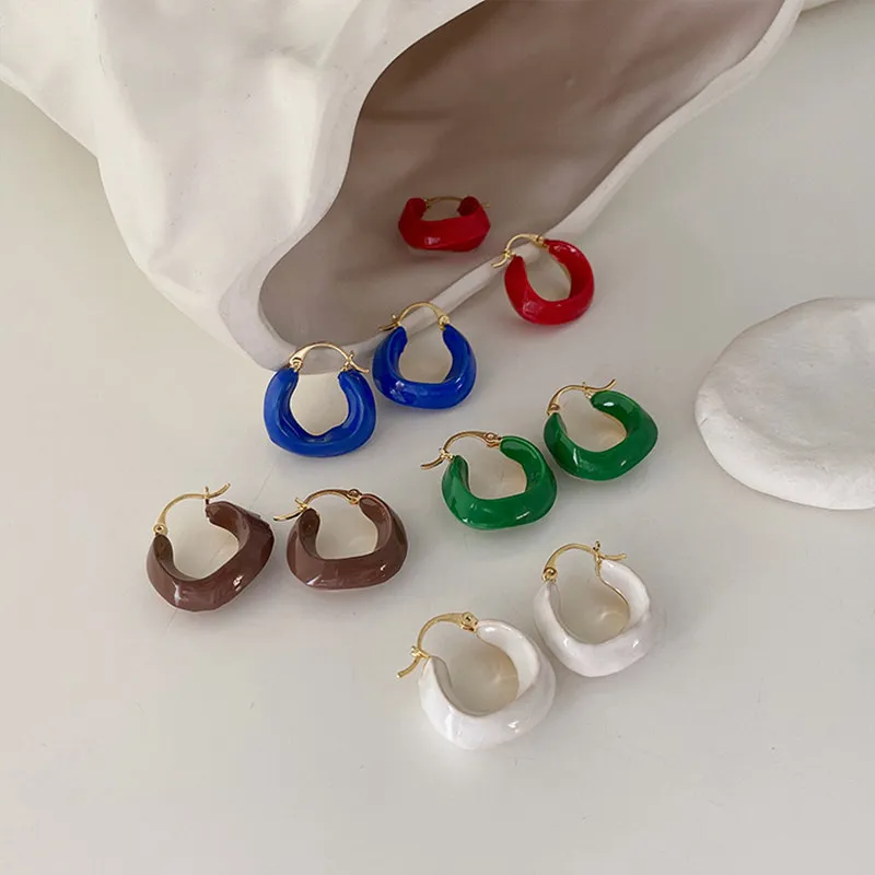 Vintage Popular U Shape Drops Glaze Ear Buckle Women Trend Design Irregular Earrings Elegant Temperament Married Jewelry Gift | Украшения и