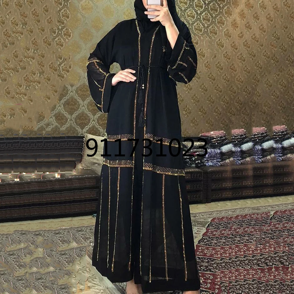 Черная абайя искусственное мусульманское хиджаб платье 2021 Caftan ужасная Арабская