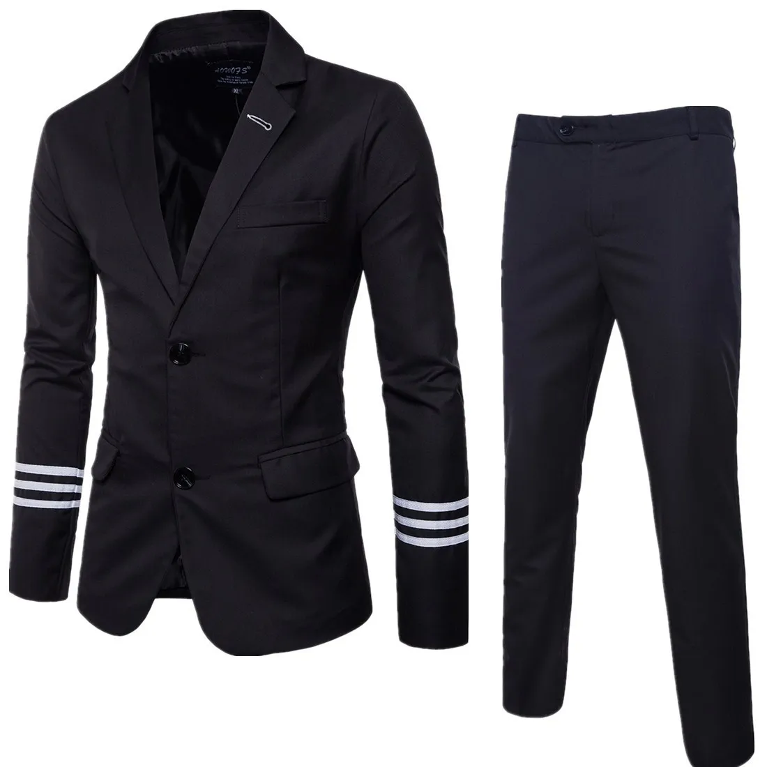 Autumn men's three-bar large size suit set two-button slim suit set mens suits blazers men blazer Autumn men's three-bar large size suit set two-button slim suit set mens suits blazers men blazer