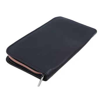 

Women Cosmetic Bag Zipper Make-Up Case Solid Color Multifunctional Travel Make Up Bags 12 Hole Pouch Red Black
