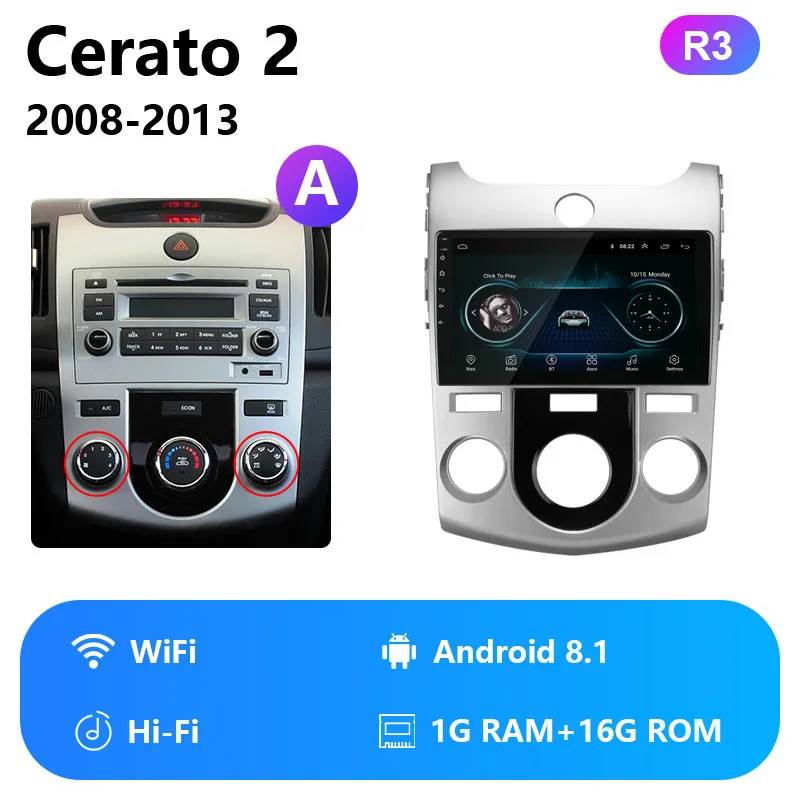 2DIN 2G+ 32G Android 4G+ Wifi автомобильный Радио мультимедийный плеер для Kia Cerato 2 TD 2008-2013 навигация gps Авторадио Стерео головное устройство - Цвет: R3
