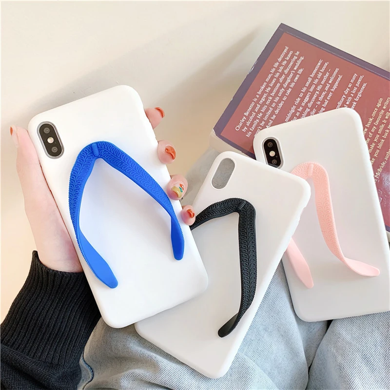 

Funny Cute Personality Flip flops fun Case for iPhone X XR XS Max 7 8 6 6S Plus Candy White soft cover for Huawei P20 P30 pro