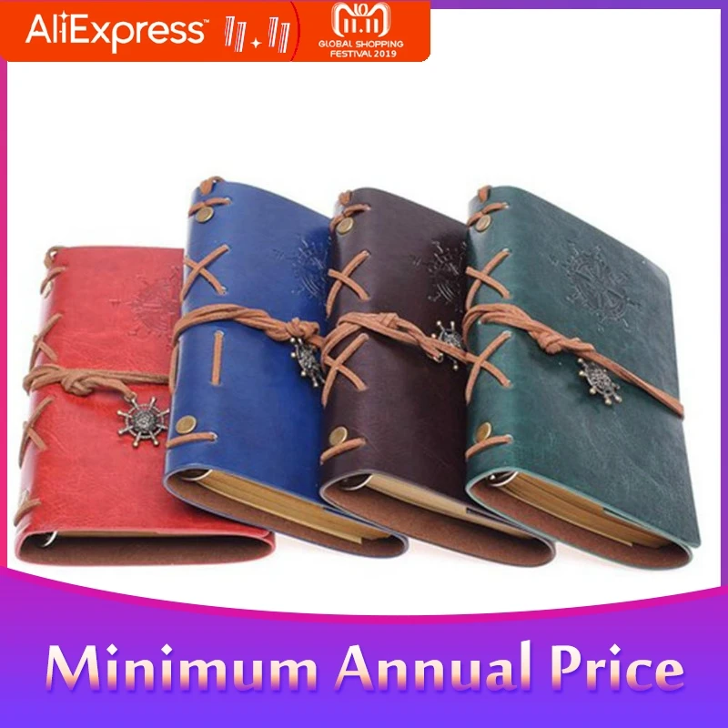 

Retro Spiral Notebook Diary Notepad Vintage Pirate Anchors PU Leather Note Book for Traveler Journal r20