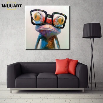 

Hand Painted cartoon Oil Painting on Canvas Abstract Animal Wall Art for Home Decoration Happy Frog oil painting anime pictures