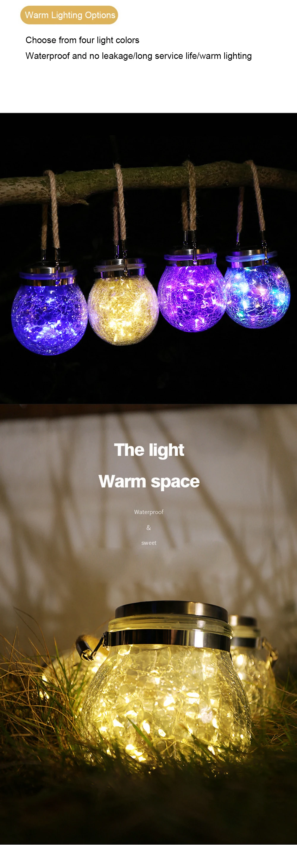 solar light bulb 30 Lamp Beads LED Outdoor Solar Cracked Glass Wishing Light Landscape Courtyard Garden Lawn Hanging Tree Lamp solar camping lights