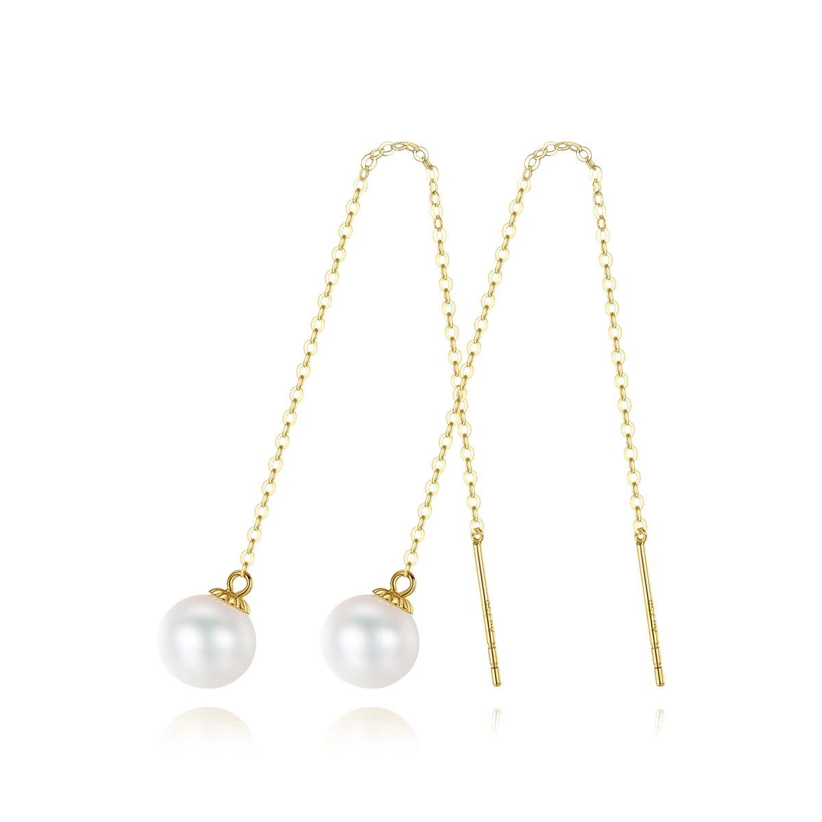 

Fenchen 18k Gold Long Earrings Pearl 18K Yellow Gold Chain Earrings for Women Brand Fine Jewelry Delicate Au750 18k Brinco AE135