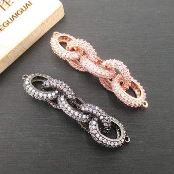 

APDGG 13x56mm Circle Chain Gold plated cubic zircon CZ Micro Pave Connector Tassel Pendant necklace Bracelet Jewelry DIY