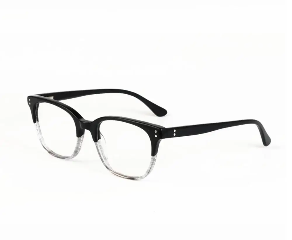 Мужские очки из ацетата оптика квадратные очки в оправе oculos de grau lentes opticos para hombre - Цвет оправы: Черный