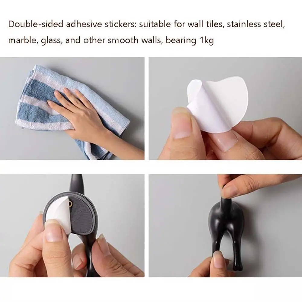 1Pcs Nordic Plastic Dog Tail Hooks Wall Mounted Coat Hat Key Hanger Decoration Novelty Self Adhesive Storage Rack 4