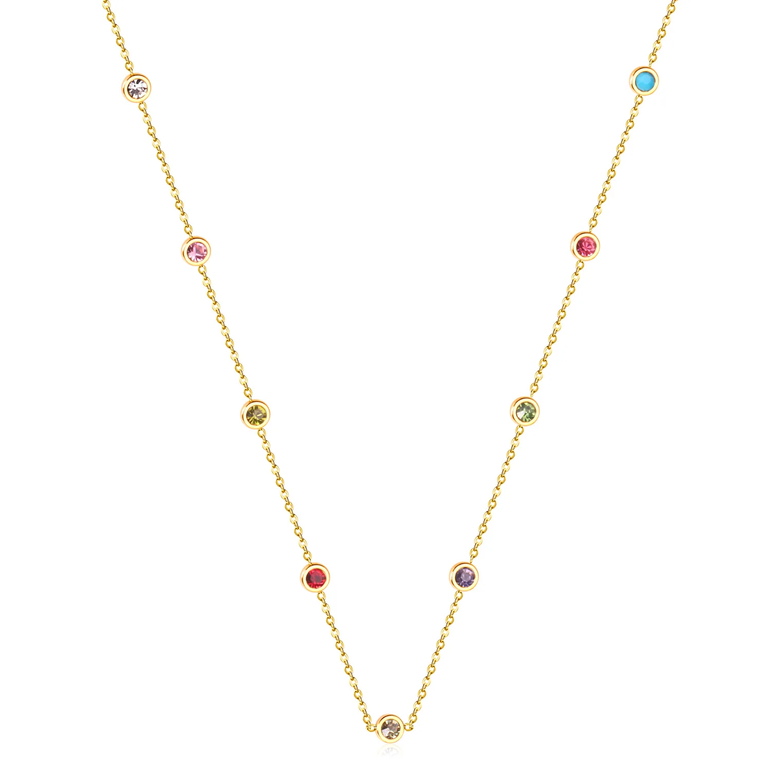 Zircon Pendants Necklaces Costume-Accessories Link-Chains Stainless-Steel Gold-Color