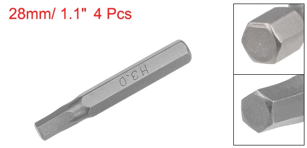 4pcs H3 Шестигранные биты uxcell, 4 шт., 5/32 дюйма, шестигранный хвостовик, H3, Набор шестигранных отверток, Набор бит 28 мм, Длина S2, Набор отверток, инструменты - Цвет: 4pcs H3