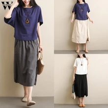 Womail Женская юбка из хлопка и льна, повседневная юбка с карманами, летняя юбка миди, мешковатые вечерние юбки Jupe Faldas, фонарь размера плюс, N20