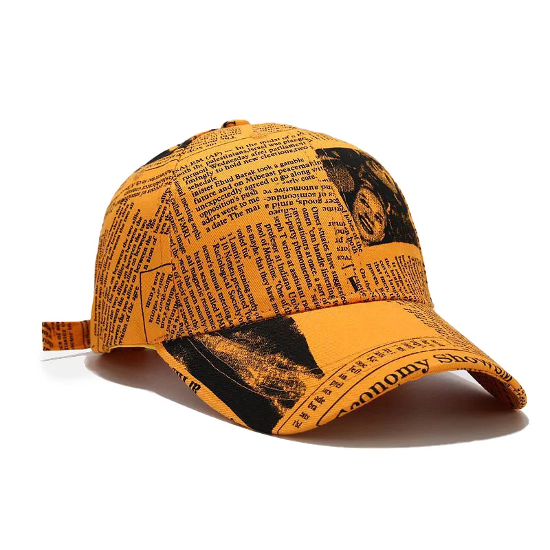 

2020 Unisex Summer Ins Baseball Hat New Design Newspaper Printed Women Men Outdoor Sunscreen Cotton Cap Street hip hop hat