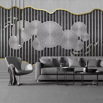 

Custom 3D Wallpaper Mural New Chinese Style Abstract 3D Embossed Lotus Leaf Fish Background Wall Painting Living Room Decoration