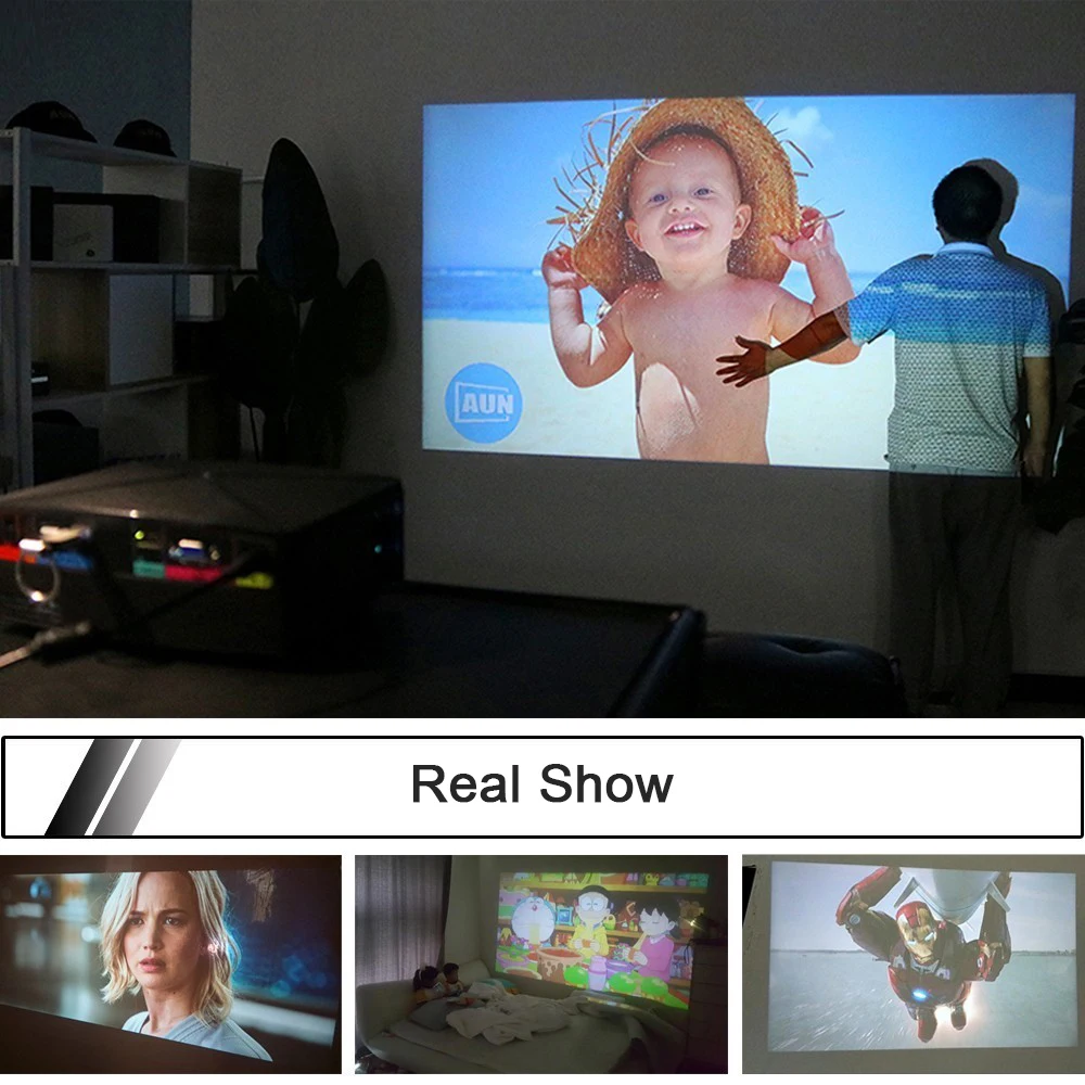  AUN Smart Projector C80 1280x720 Resolution (Optional Android version WIFI. C80 UP) MINI Projector  - 32955491257