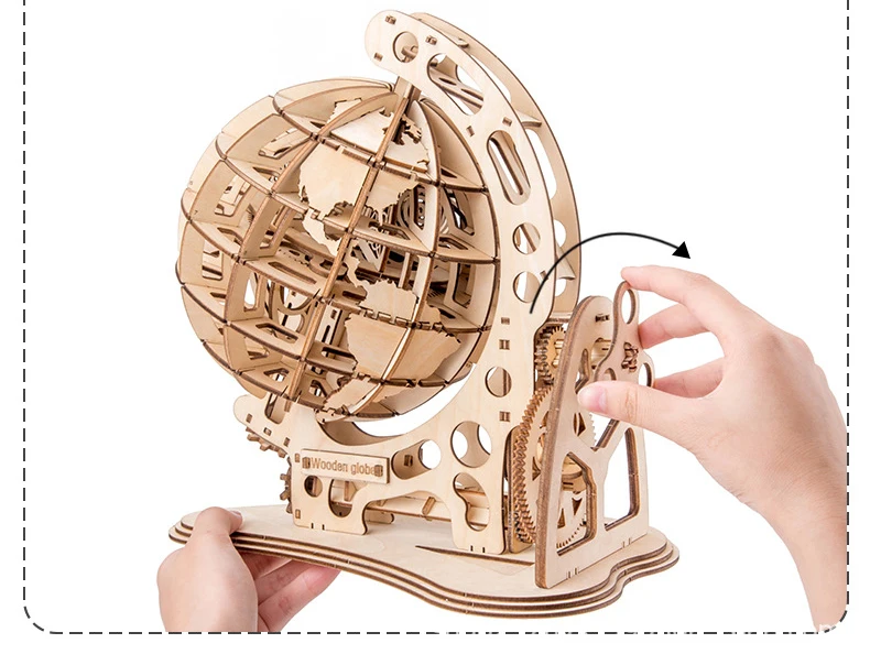 DIY зубчатый привод деревянный глобус сборка головоломка Механическая теллурийская модель комплект для детей и взрослых подарок обучающая игрушка строительные блоки