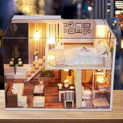 Maison de poupée 3D en bois à monter soi même, meubles LED Miniature, cadeau d'anniversaire 