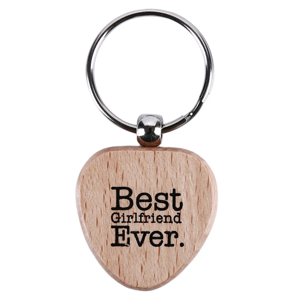 

Ellenmar Simple Wooden Pendant Keychain Creative Lettering Best Girlfriend Key Ring Girl Bag Hanging Gift