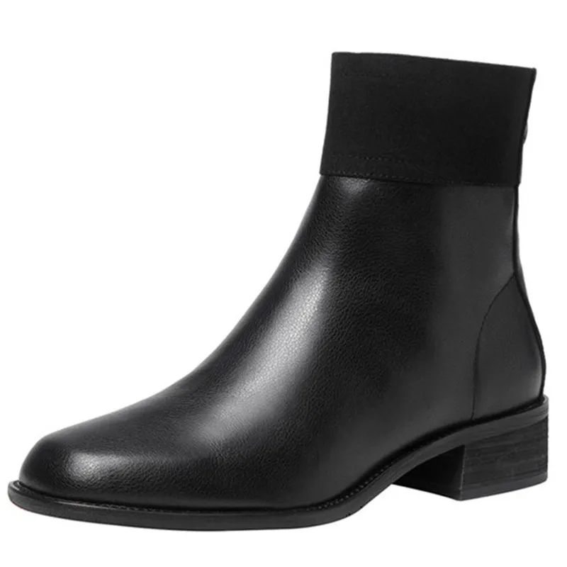 FEDONAS/Женская осенне-зимняя теплая офисная обувь из натуральной кожи; повседневная обувь; ботильоны; женская обувь на высоком каблуке в стиле панк с молнией сзади