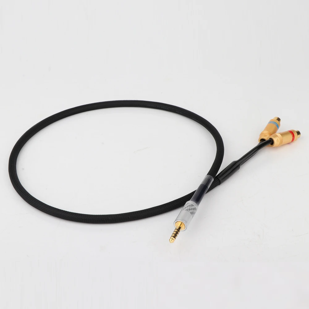 Cabo de 4.4 mm a Rca Homem Resistente Chapeado Ouro do Escudo de Cobre 4.4 mm ao Cabo Audio Estereofónico Fêmea da Extensão do Adaptador 2rca - Image 4