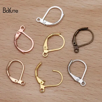 

BoYuTe (200 Pieces/Lot) 10*15MM Metal Brass D Shaped French Ear Clip Earring Hook with Loop Diy Handmade Jewelry Accessories