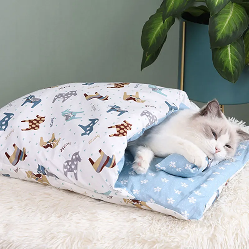 Xiaoyu inverno caldo e confortevole cane da compagnia caldo puppy luce abbronzatura S cuscino di gatto cuscino metà sacco a pelo letto coperto 