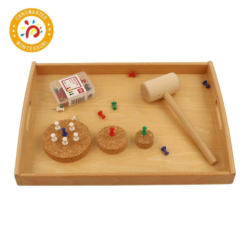 Материалы по системе Монтессори молотки работа повседневная жизнь детская игрушка Обучающие приспособления лоток дети игрушечный молоток мини инструменты - Цвет: Wooden Tray