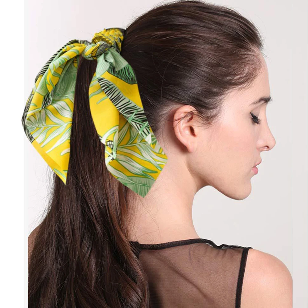 2021 New Chiffon Bow Scrunchies For Women Hair Scarf Elastic Bands Rope Girls Ties Headband Accessories |