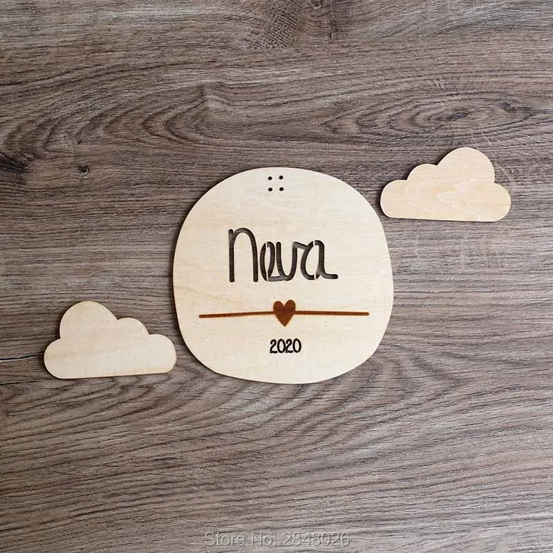 Personalized Wooden wall decor with Name and Cloud,New Born Gift