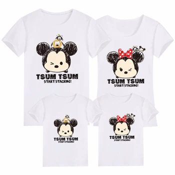 

Dad Mom Baby Mickey Minnie Print T-Shirt for Family Matching Outfits Clothes Mother Daughter Father Son Look Mommy and Me Shirt