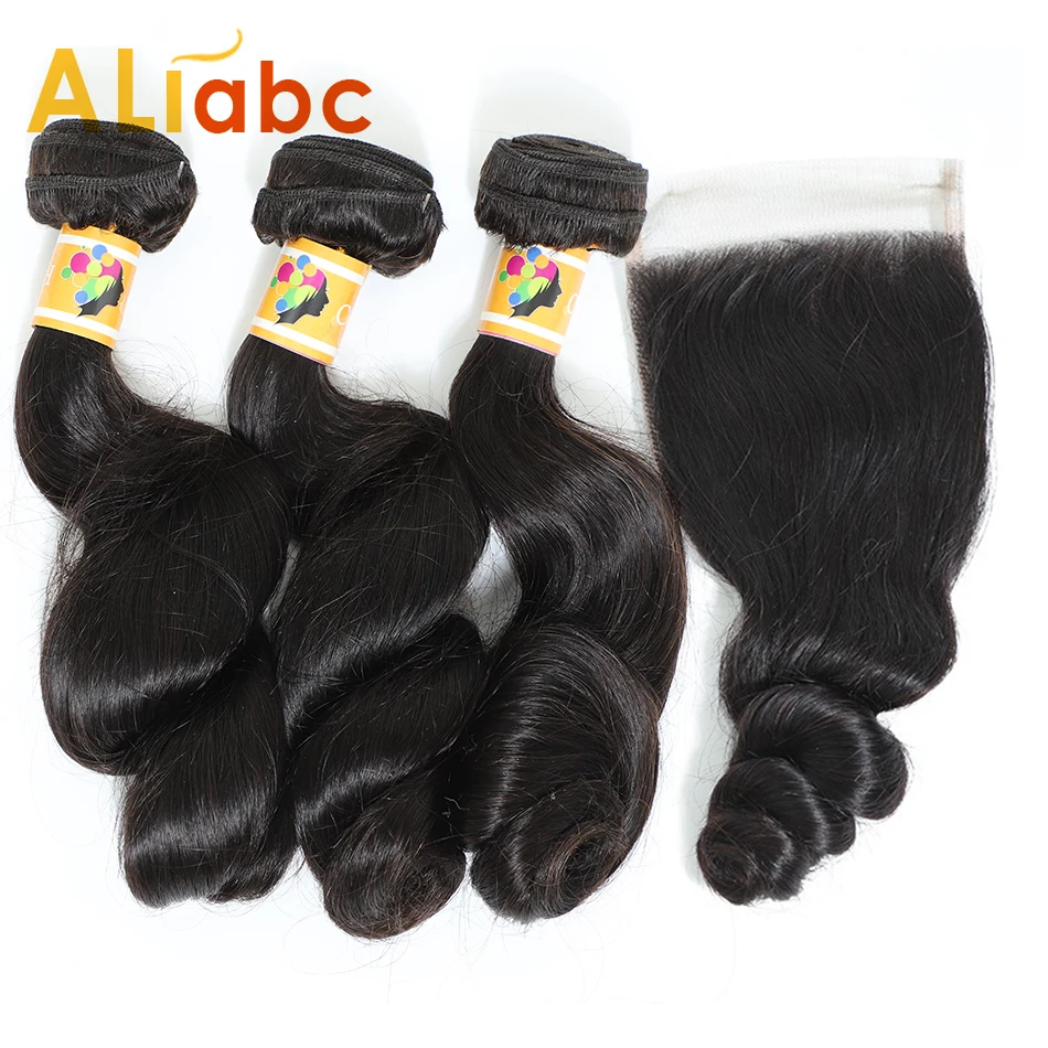 

Aliabc Loose Wave Bundles With Closure Brazilian Hair Weave Bundles With Closure Human Hair Bundles With Closure Hair Extension