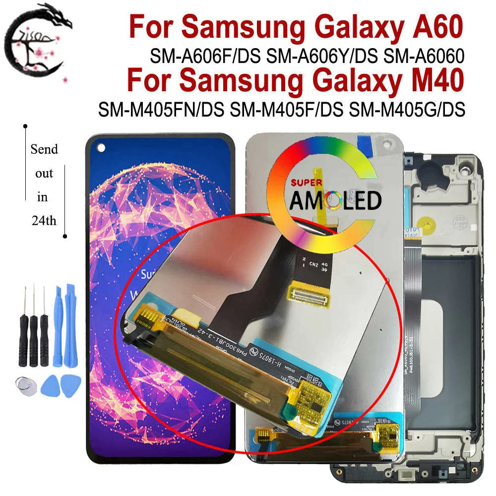 Super AMOLED A60 M40 2019 LCD + рамка для SAMSUNG Galaxy SM-A606F/DS A606Y SM-M405FN/DS дисплей сенсорный экран