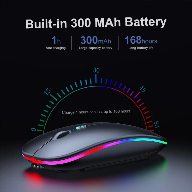 Wireless Mouse For Computer Bluetooth RGB Mouse Silent Rechargeable Mause Ergonomic USB Mice Backlit PC Gamer Mouse For Laptop microsoft wireless mouse 1000