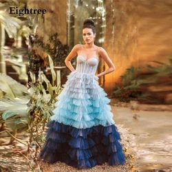 Eightree 3 Colors Ball Gowns Evening Dresses Long A Line Sleeveless Sweetheart Spaghetti Tiered Formal Night Prom Party Dress
