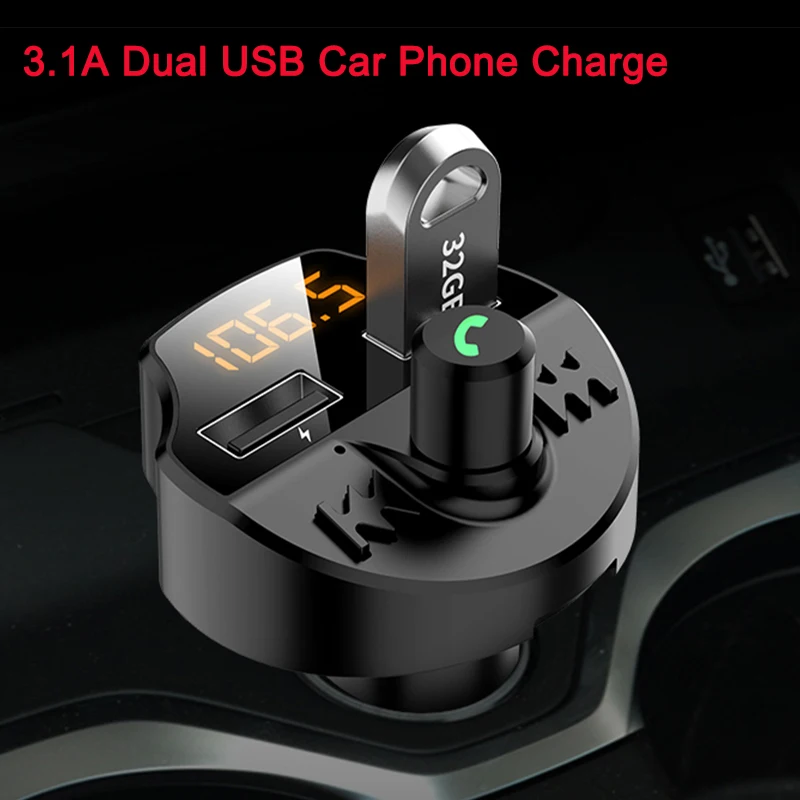 

Dual USB Phone Charger Car Fm Transmitter Bluetooth Receiver Mp3 Player Adapter Battery Voltage Noise Reduction TF Card Car Kit