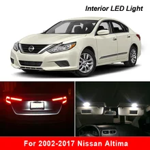 Para 2002 2017 Nissan Altima blanco accesorios de coche Canbus Error gratuito juego de luz Interior LED mapa cúpula luz de placa de licencia