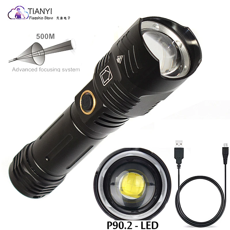 

P90 strong light flashlight telescopic focusing flashlight high-power super bright concentrating long-range home flashlight
