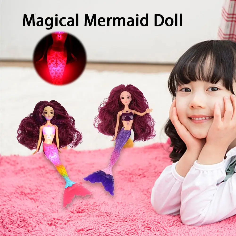 NEW Rainbow Lights Mermaid Music Dolls Toy For Girl Birthday Gifts Fashion Ariel Princess Mermaid Doll With LED Light