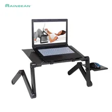 Mesa de alumínio ajustável portátil ergonômico tv cama lapdesk bandeja suporte de mesa do computador portátil notebook suporte de mesa com mouse pad(China)