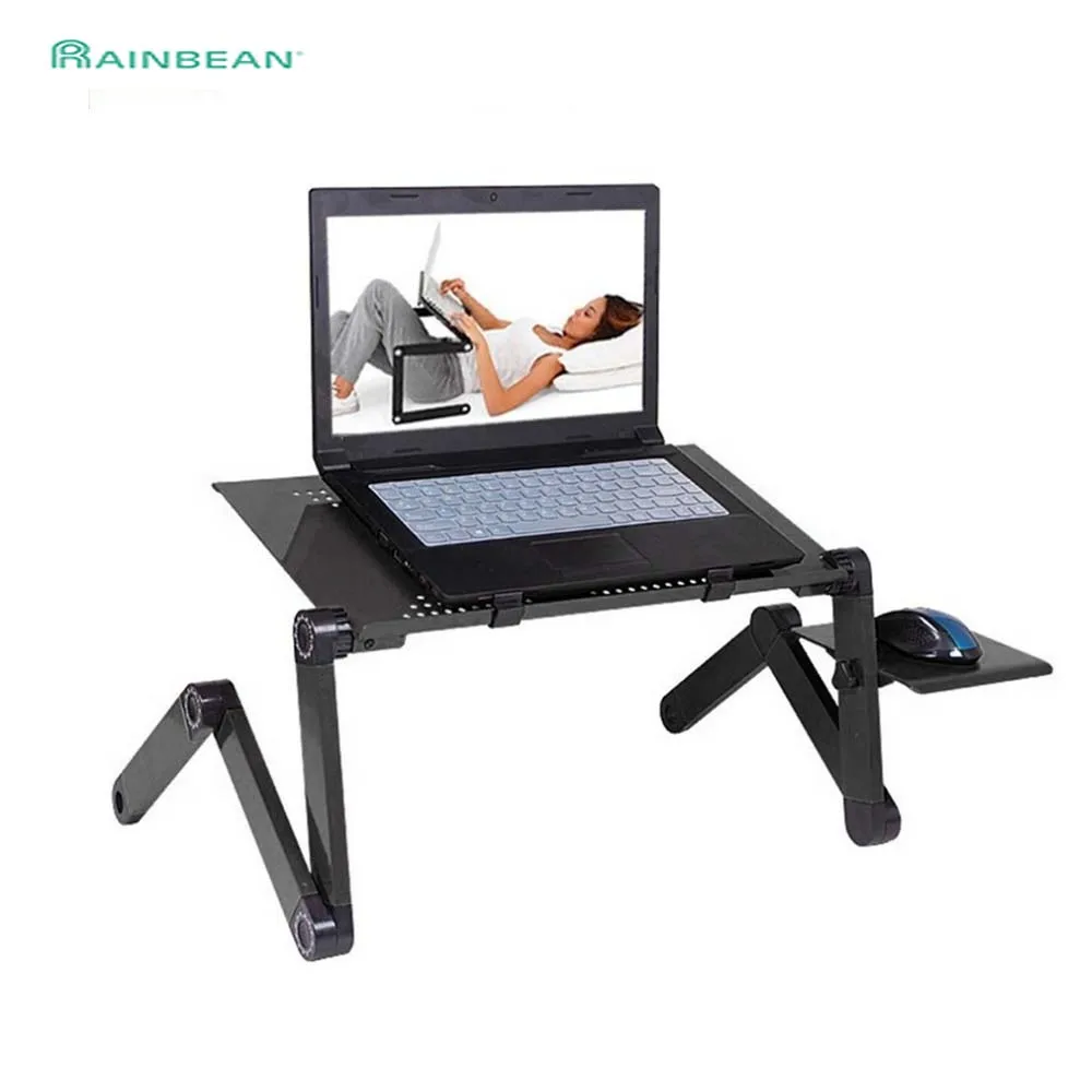 Adjustable Aluminum Laptop Desk Ergonomic Portable TV Bed Lapdesk Tray PC Table Stand Notebook Tabl