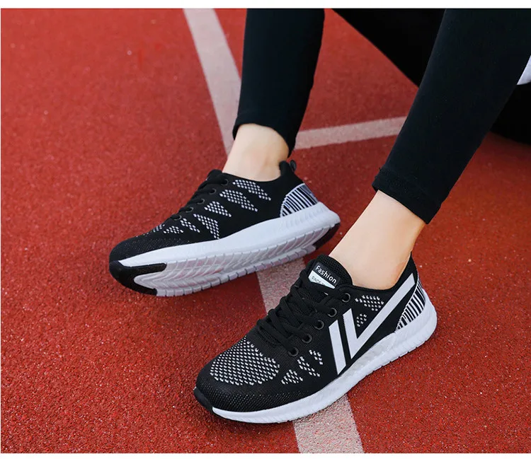 QJ 916-2019 Autumn Mesh Women Sneakers Woman Sport Running Flat Shoes-16