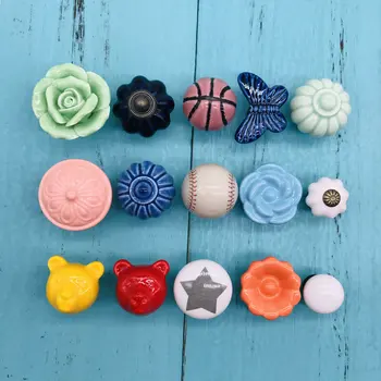 Assorted Vintage Look Flower Ceramic Knobs Assorted Rare Hand Painted Kitchen Cupboard Decor Knobs Cabinet Drawer Pull Pulls