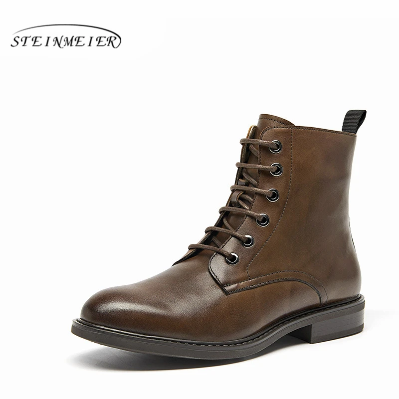 

Women winter Boots Genuine cow Leather Ankle chelsea Comfortable quality soft Shoes Brand Designer Handmade boots black brown