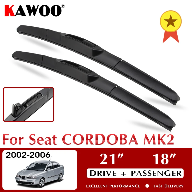 

KAWOO Wiper Front Car Wiper Blades For Seat CORDOBA MK2 2002-2006 Windshield Windscreen Window Accessories 21"+18"LHD RHD