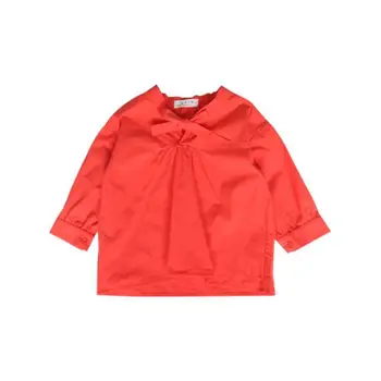

WLG girls blouses kids autumn red bow ruffle long sleeve shirt baby girl casual all match tops 2-6 years