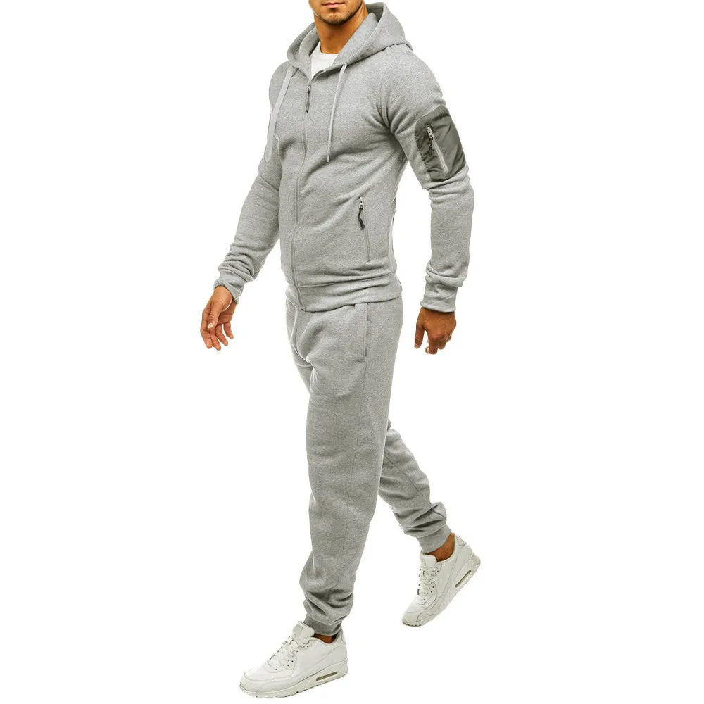 Gray Спортивный костюм, Толстовка для мужчин, Осень-зима, спортивный топ, брюки, хлопок, Мужская одежда, Ropa толстовка с капюшоном, Прямая c - Цвет: Gray