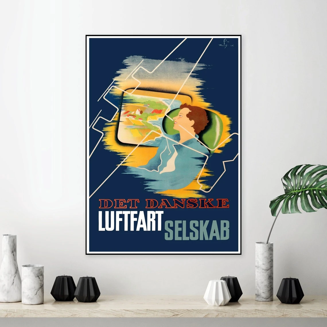 Reprint of a Vintage Danish Airline Company Poster Art Retro Print Home Decor Wall Painting | Дом и сад